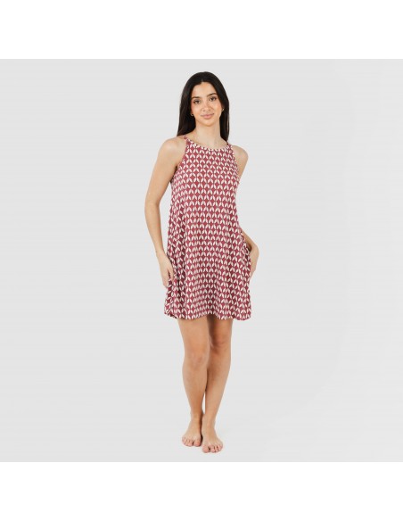 Vestito corto con spalline crêpe Alino melanzana