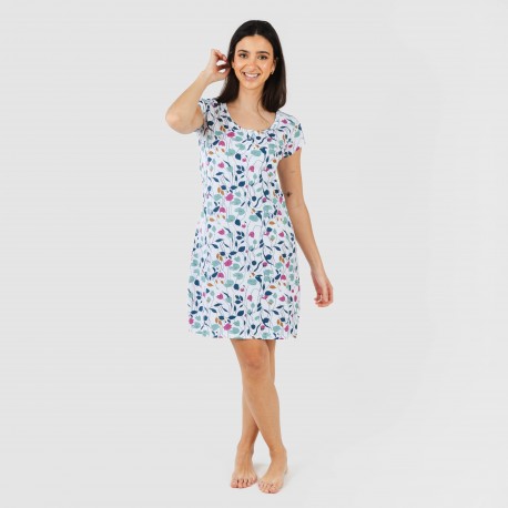 Vestito manica corta con bottoni in cotone Maura turchese