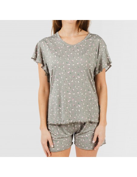 Pigiama corto mezza manica soft Jana verde militare Pigiama corto mezza manica soft Jana verde militare