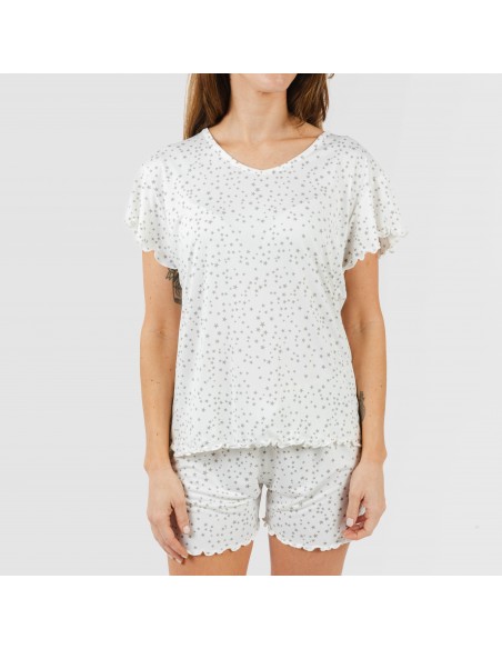 Pigiama corto mezza manica soft Universo perla