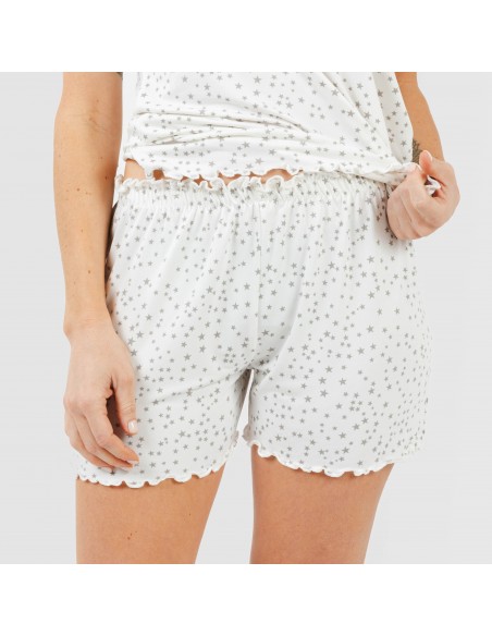 Pigiama corto mezza manica soft Universo perla