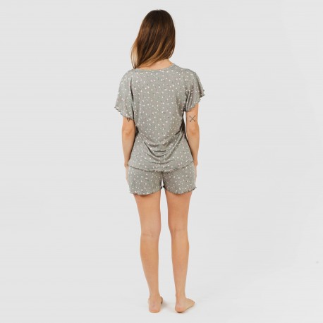Pigiama corto mezza manica soft Jana verde militare