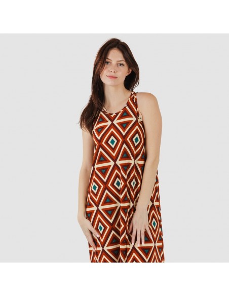 Vestito lungo con spalline crêpe Cagliari marrone