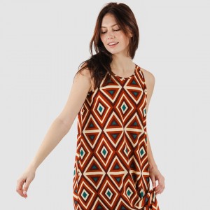 Vestito lungo con spalline crêpe Cagliari marrone 2
