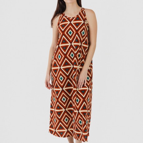 Vestito lungo con spalline crêpe Cagliari marrone