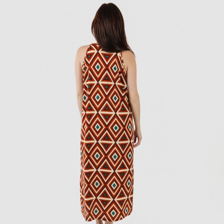 Vestito lungo con spalline crêpe Cagliari marrone