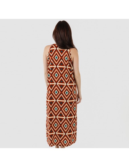 Vestito lungo con spalline crêpe Cagliari marrone