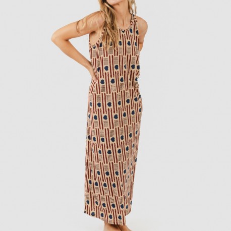 Vestito lungo con spalline crêpe Fresno