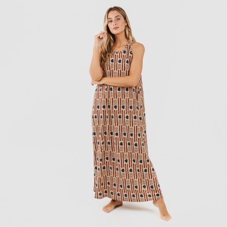 Vestito lungo con spalline crêpe Fresno