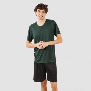 Set sportivo corto tecnico uomo verde bottiglia - nero
