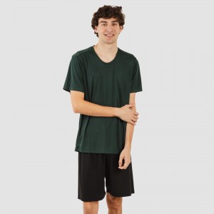 Set sportivo corto tecnico uomo verde bottiglia - nero 2