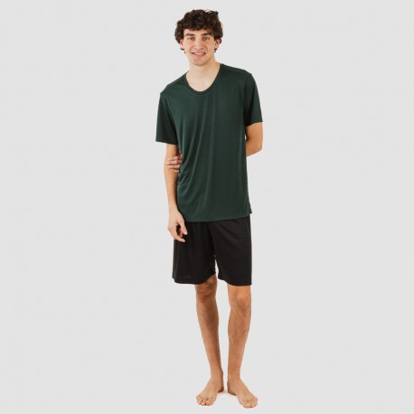 Set sportivo corto tecnico uomo verde bottiglia - nero