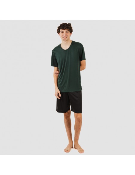 Set sportivo corto tecnico uomo verde bottiglia - nero