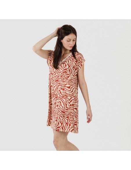 Vestito corto manica ampia soft Palmina rame Vestito corto manica ampia soft Palmina rame