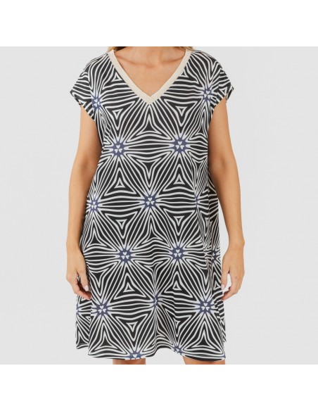 Vestito corto manica ampia soft Naty beige - nero Vestito corto manica ampia soft Naty beige - nero