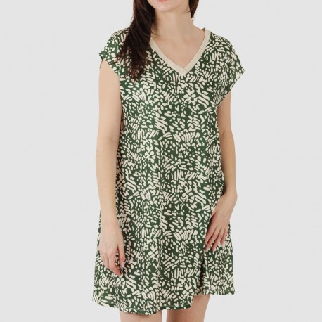 Vestito corto manica ampia soft Miquela verde militare