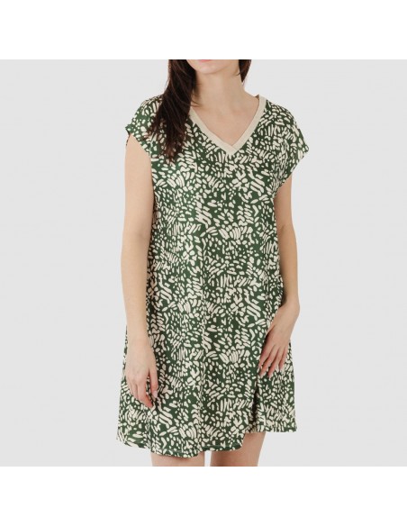 Vestito corto manica ampia soft Miquela verde militare