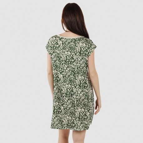 Vestito corto manica ampia soft Miquela verde militare