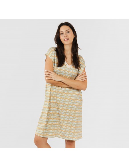 Vestito corto manica ampia soft Minty beige