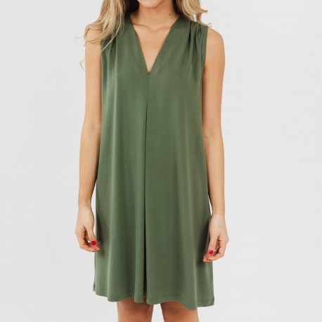 Vestito corto crêpe tinta unita