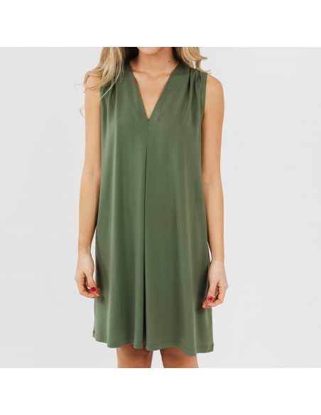 Vestito corto crêpe tinta unita