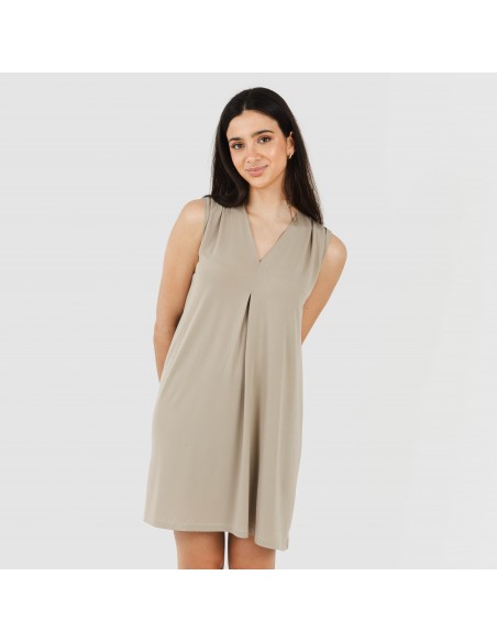 Vestito corto crêpe tinta unita