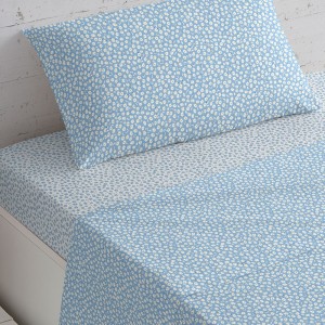 Set di lenzuola cotone Margarita reversibile celeste