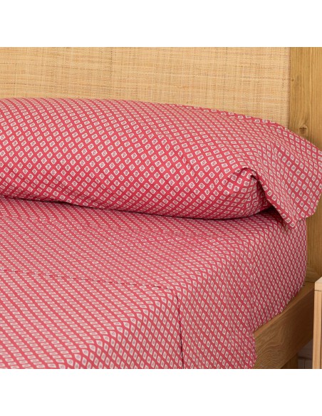 Set di lenzuola cotone Neville rosa fragola