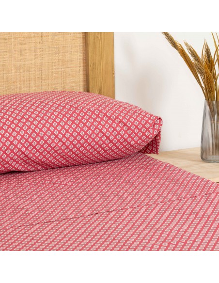 Set di lenzuola cotone Neville rosa fragola