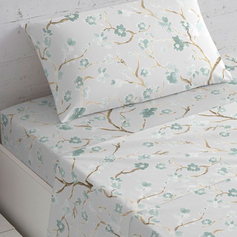 Set di lenzuola cotone Samanta verde tiffany letto-singolo