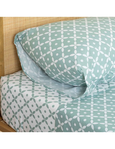Set di lenzuola cotone Sinaloa reversibile verde tiffany