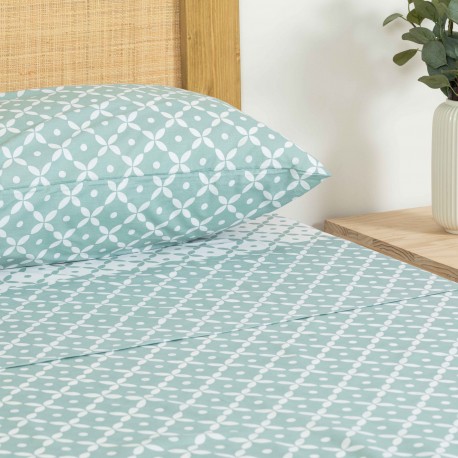 Set di lenzuola cotone Sinaloa reversibile verde tiffany singolo letto-singolo