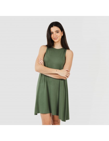 Vestito corto canotta viscosa tinta unita