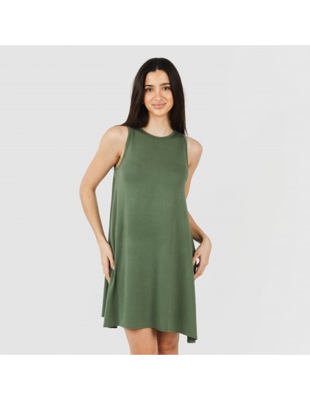 Vestito corto canotta viscosa tinta unita