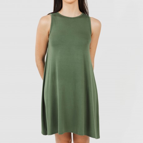 Vestito corto canotta viscosa tinta unita