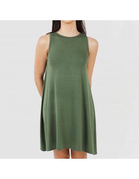 Vestito corto canotta viscosa tinta unita
