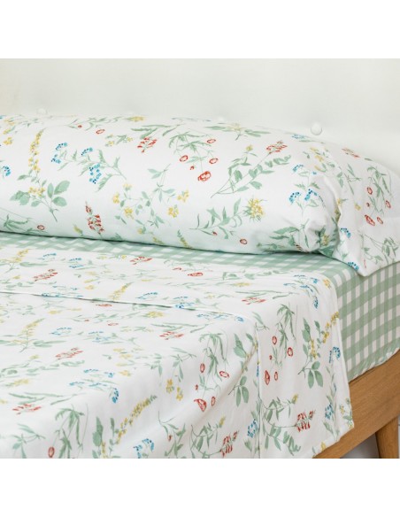 Set di lenzuola flanella Alexandra reversibile verde letto-singolo