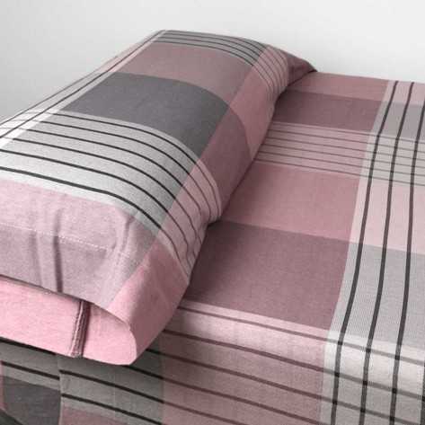 Set di lenzuola flanella Cuadro Vanesa malva rosa letto-singolo