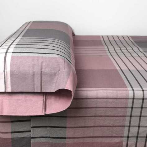 Set di lenzuola flanella Cuadro Vanesa malva rosa letto-singolo