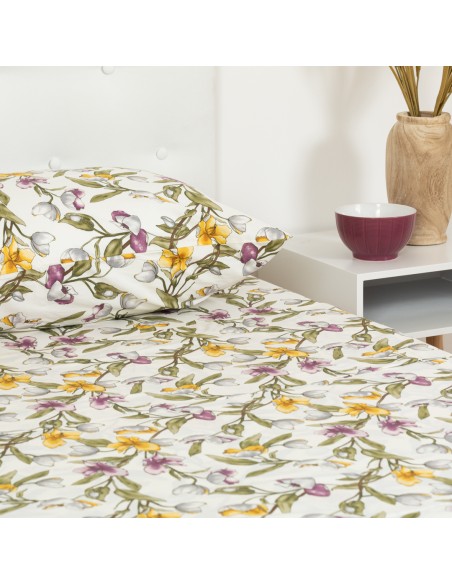 Set di lenzuola percalle Magnolio naturale singolo letto-singolo