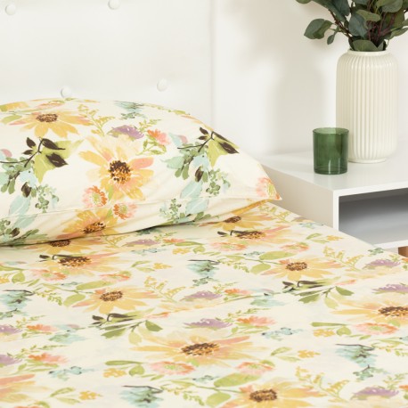 Set di lenzuola percalle August naturale letto-singolo