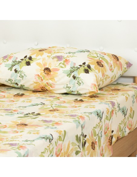 Set di lenzuola percalle August naturale letto-singolo