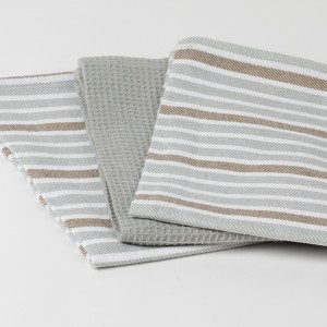Set di 3 strofinacci da cucina Raya Guti grigi