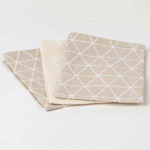 Set di 3 strofinacci da cucina Culia beige