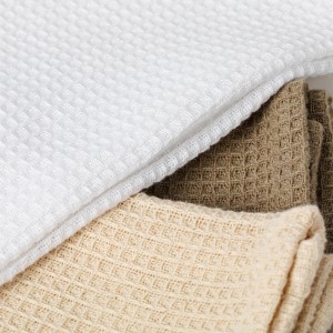 Set di 3 strofinacci da cucina in cotone tinta unita grigio topo, bianco antico e bianco 2