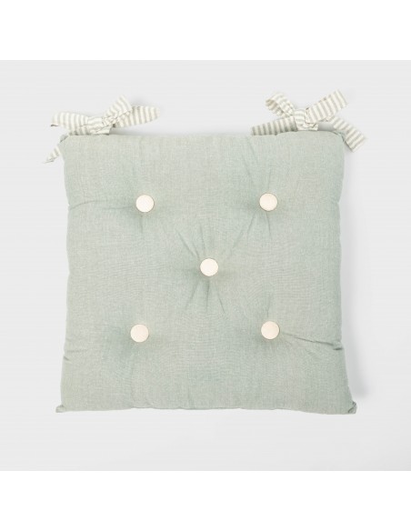 Cuscino per sedia con bottoni in cotone tinta unita Cuscino per sedia con bottoni in cotone tinta unita