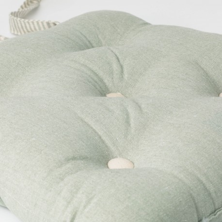 Cuscino per sedia con bottoni in cotone tinta unita