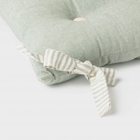 Cuscino per sedia con bottoni in cotone tinta unita