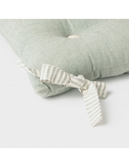 Cuscino per sedia con bottoni in cotone tinta unita Cuscino per sedia con bottoni in cotone tinta unita