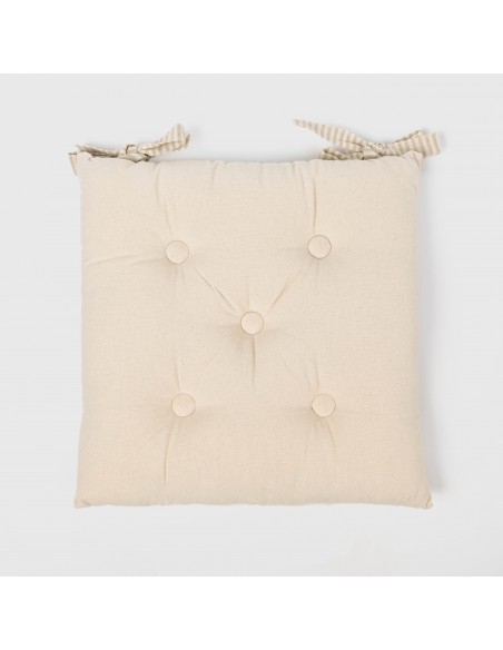 Cuscino per sedia con bottoni in cotone tinta unita Cuscino per sedia con bottoni in cotone tinta unita